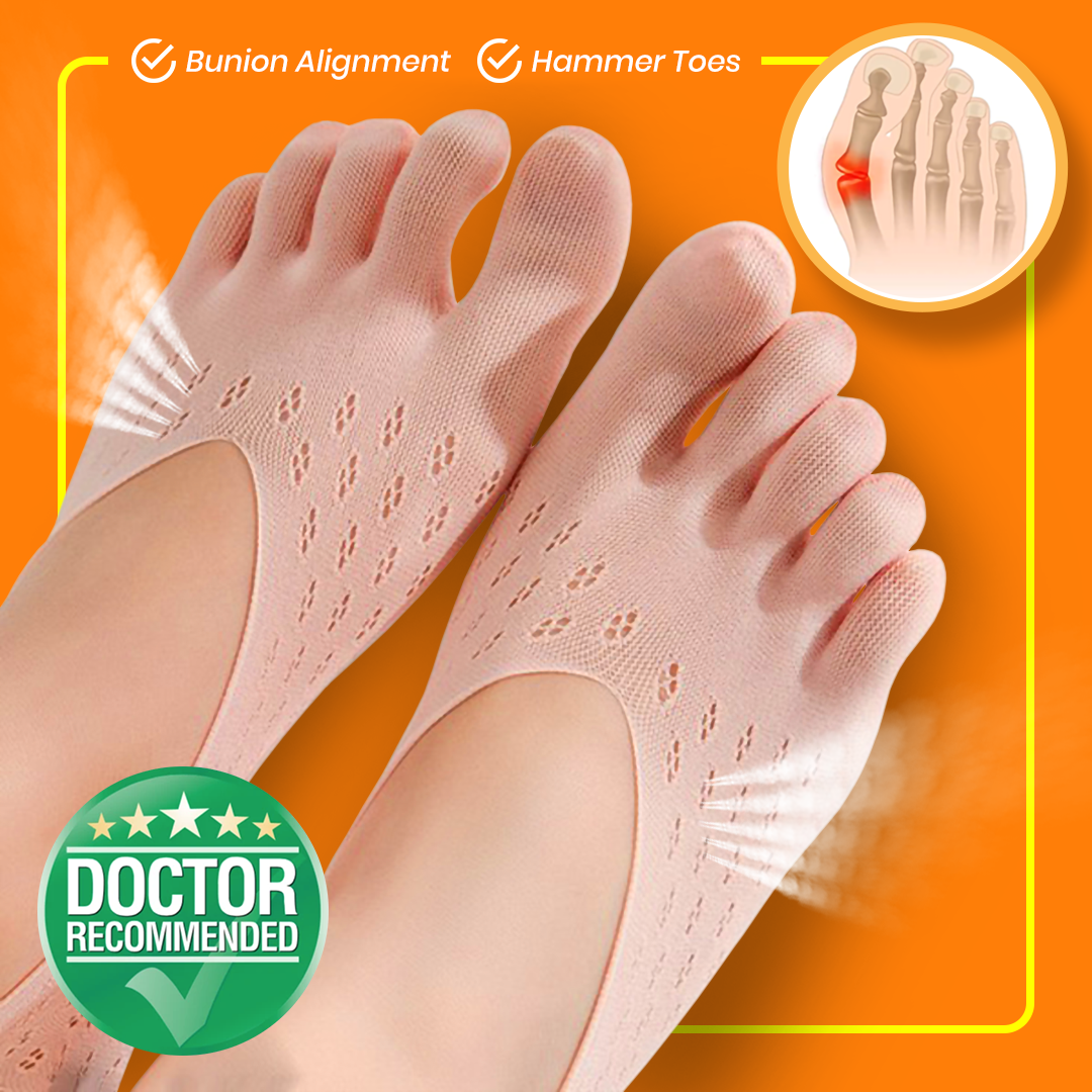 2023 New Ergoic Anti-Bunions Health Sock 5Pair Orthoes Bunion Socks Sock  Align Toe Socks for Bunion (Apricot)