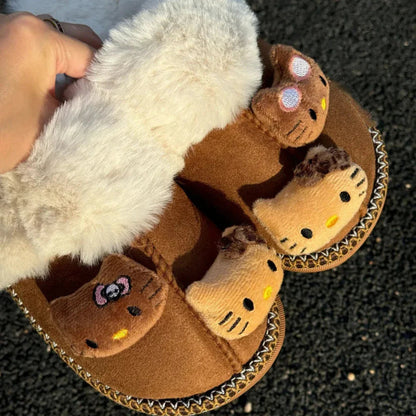 Plush Hello Kitty Themed Cozy Winter Slippers