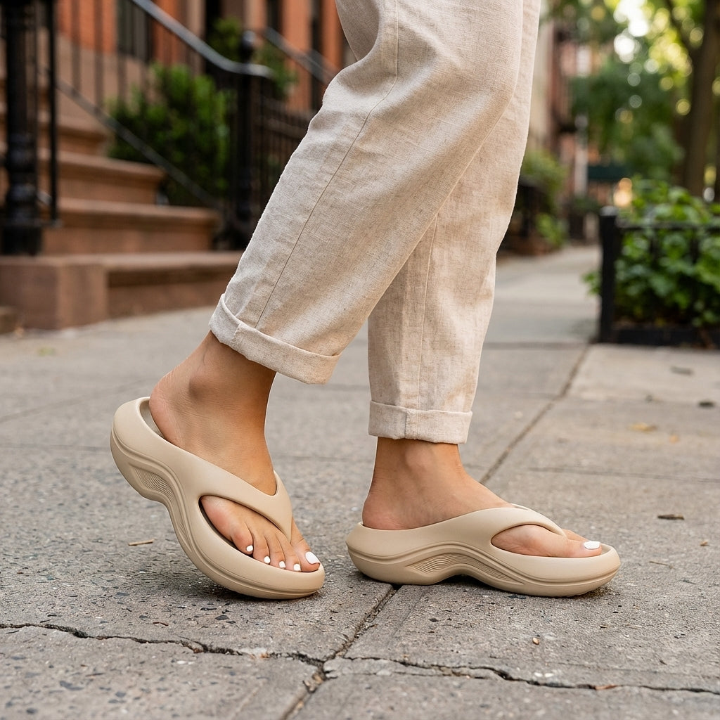 Lifestyle shot of Sootheez flip flops