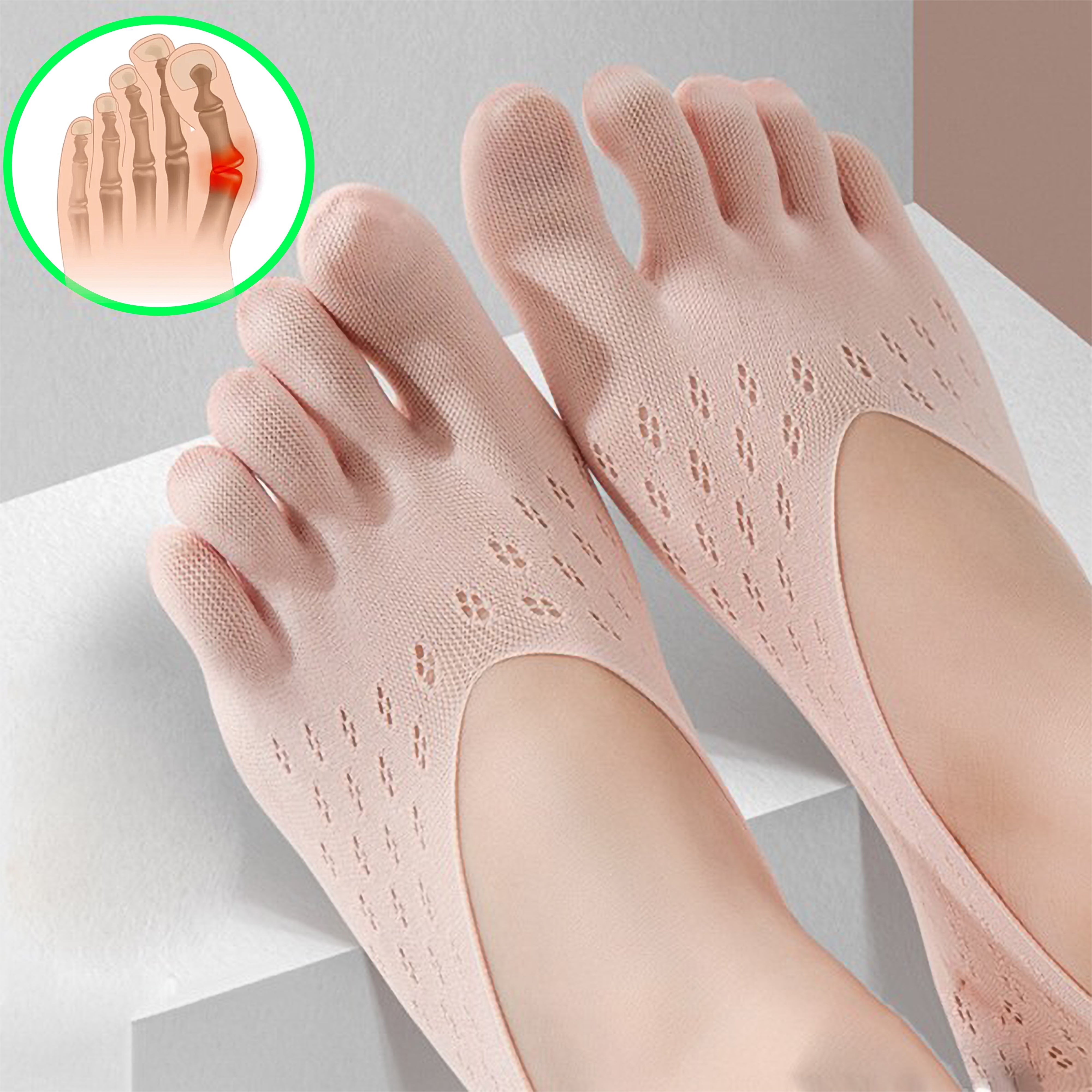 Women's Toe Socks PACK 10 Pairs (6 Beige, FREE 3 Black + 1 Pink) Best Seller
