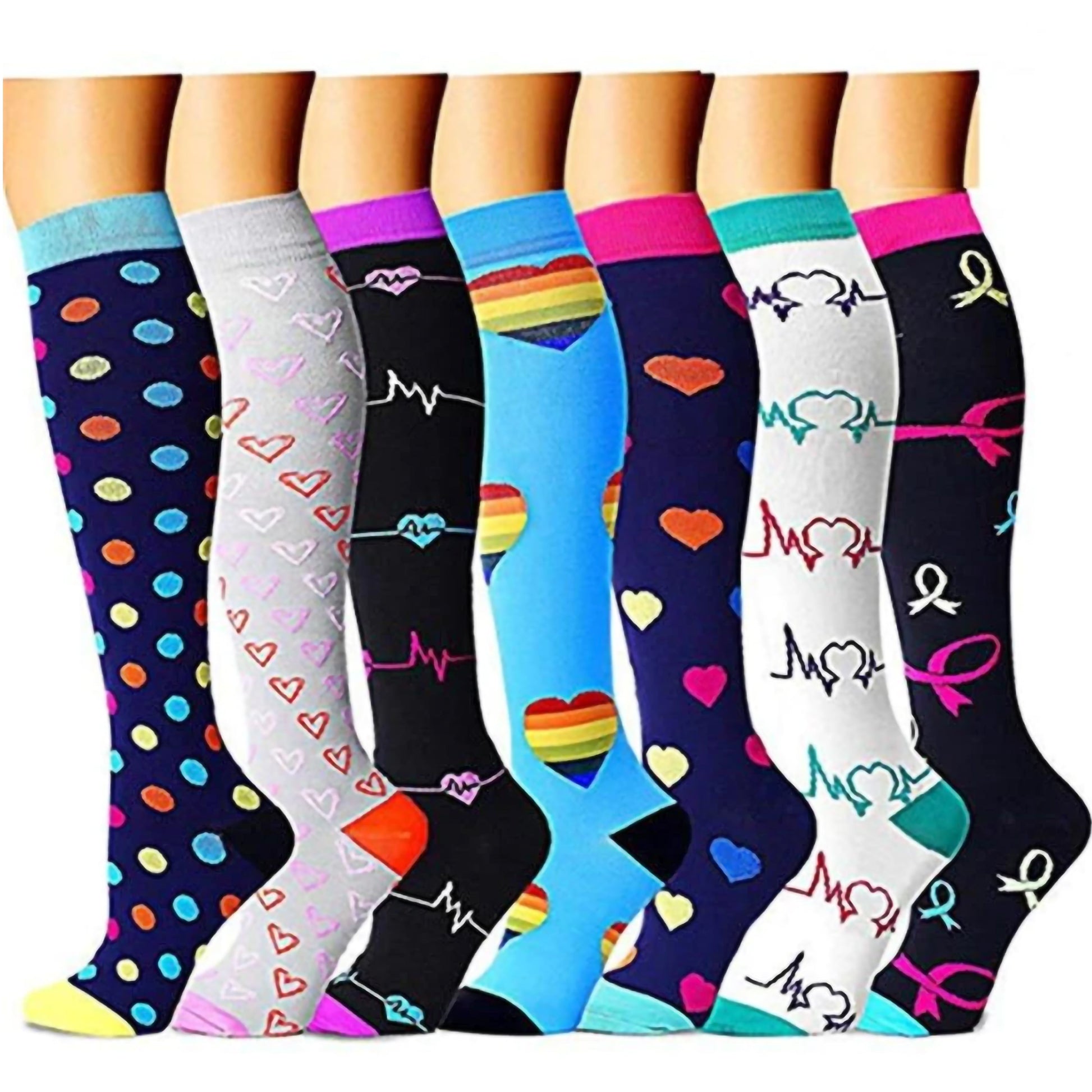 Compression socks are super cute and perfect for travel!  Cotton compression  socks, Outfits, Knee high socks outfit