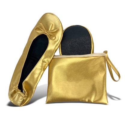 Women's Foldable Ballet Flats 5.5-6.5 / Gold