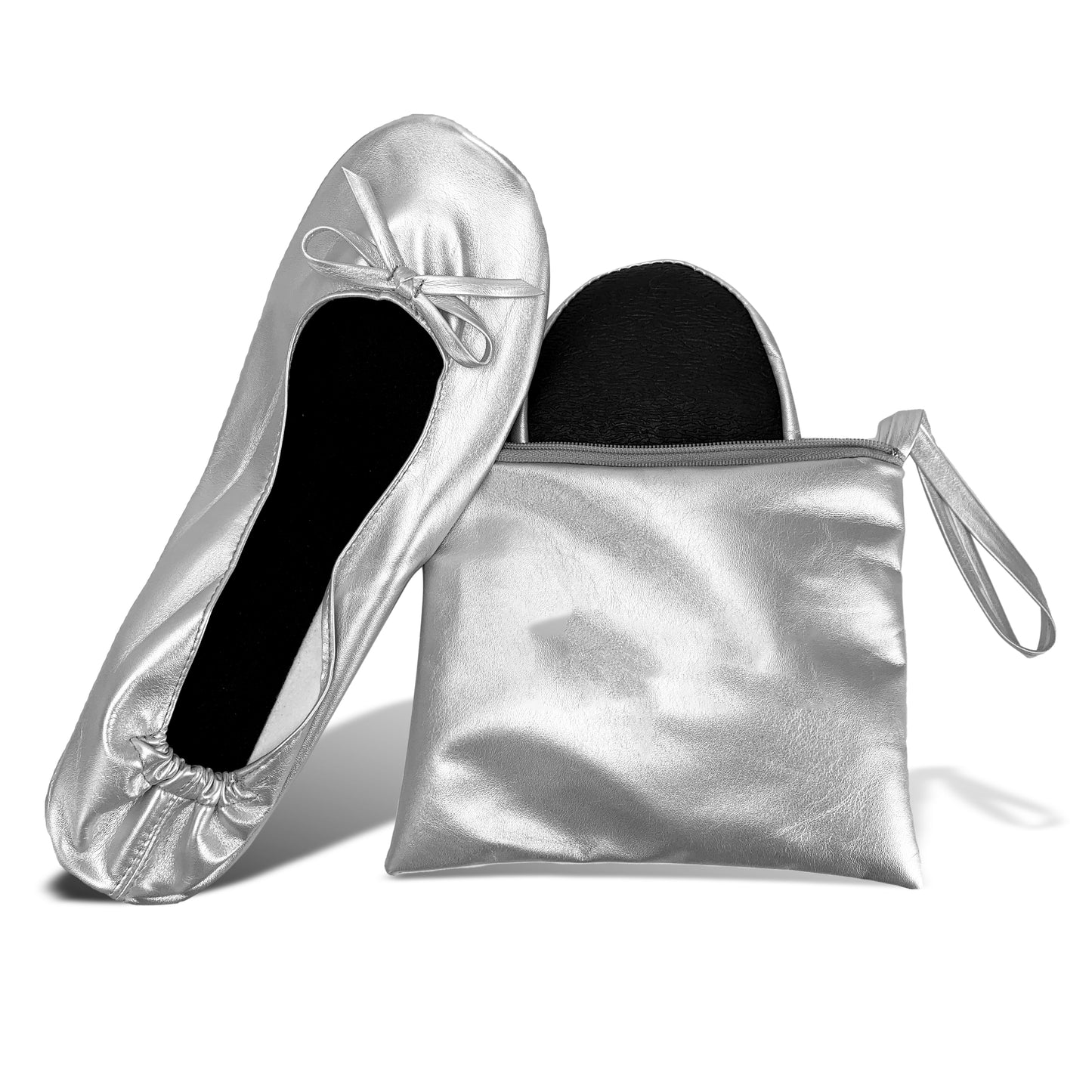 Women's Foldable Ballet Flats 5.5-6.5 / Silver